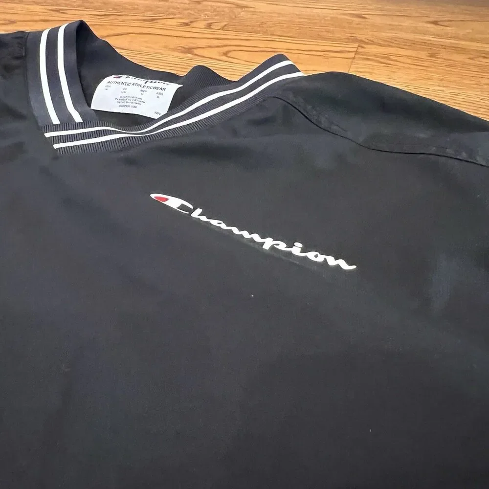 Champion Jacket Mens Medium Scout Baseball Stadium Wind‎ Water Resistant Black